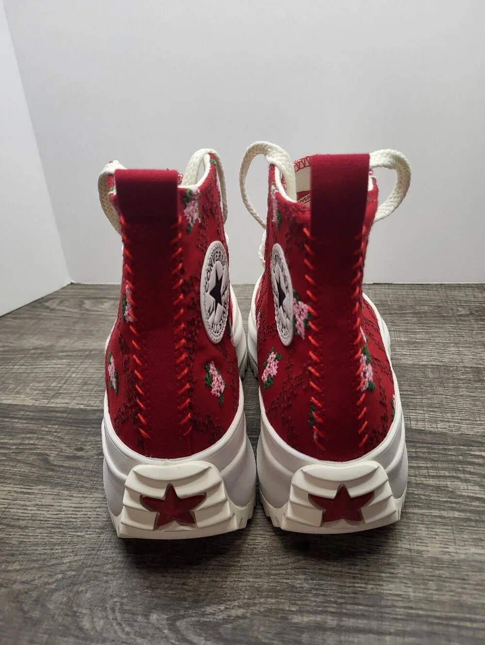 CONVERSE Run Star Hike Hi Platform Rose Cross Stitch Women Sz 8.5 Shoes Sneaker - Picture 5 of 8